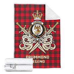 ScotsTee Shop Scottish Drummond Modern Clan Crest Tartan Blanket The Golden Sword of Courageous Legacy Blanket