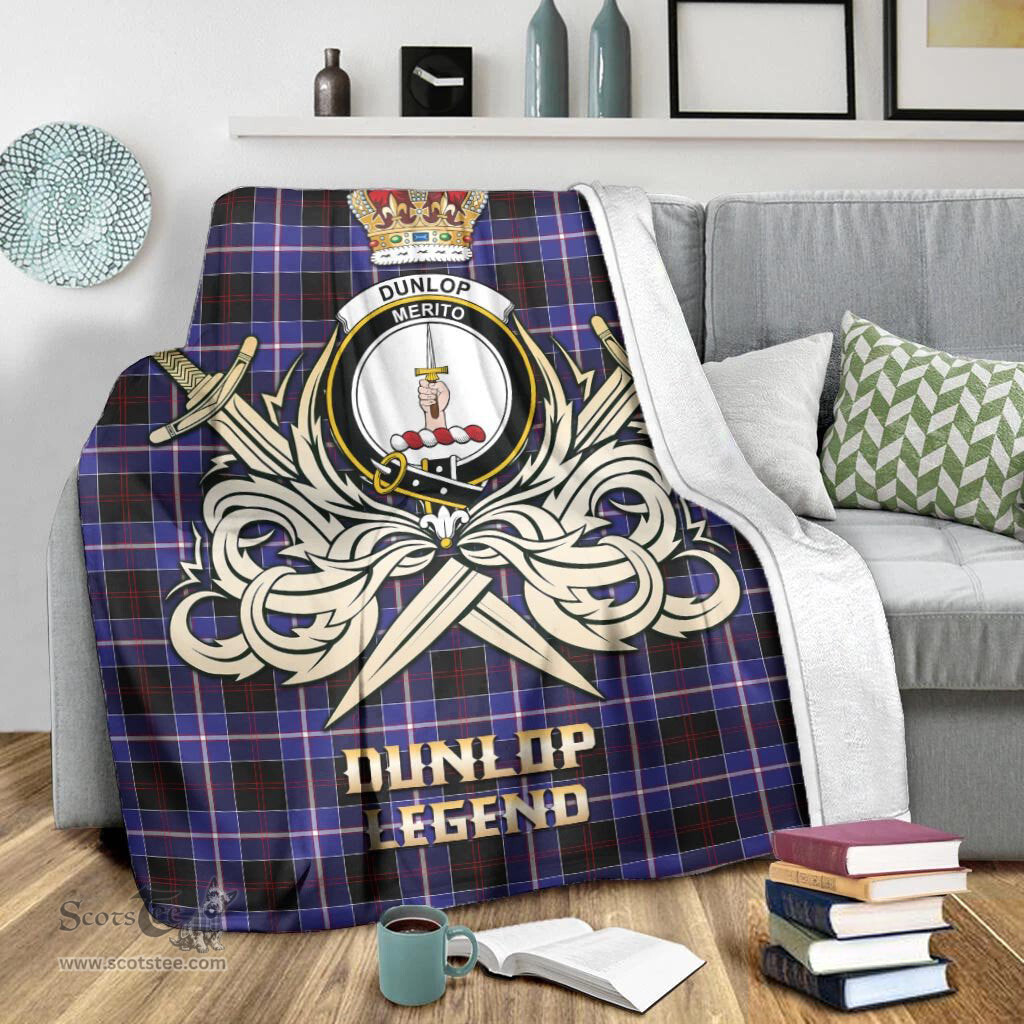 ScotsTee Shop Scottish Dunlop Modern Clan Crest Tartan Blanket The Golden Sword of Courageous Legacy Blanket