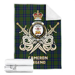 ScotsTee Shop Scottish Cameron of Lochiel Hunting Clan Crest Tartan Blanket The Golden Sword of Courageous Legacy Blanket