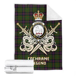 ScotsTee Shop Scottish Cochrane Clan Crest Tartan Blanket The Golden Sword of Courageous Legacy Blanket