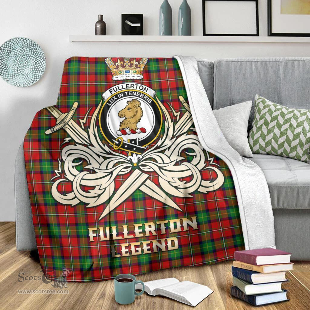 ScotsTee Shop Scottish Fullerton Clan Crest Tartan Blanket The Golden Sword of Courageous Legacy Blanket