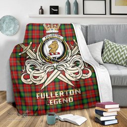 ScotsTee Shop Scottish Fullerton Clan Crest Tartan Blanket The Golden Sword of Courageous Legacy Blanket