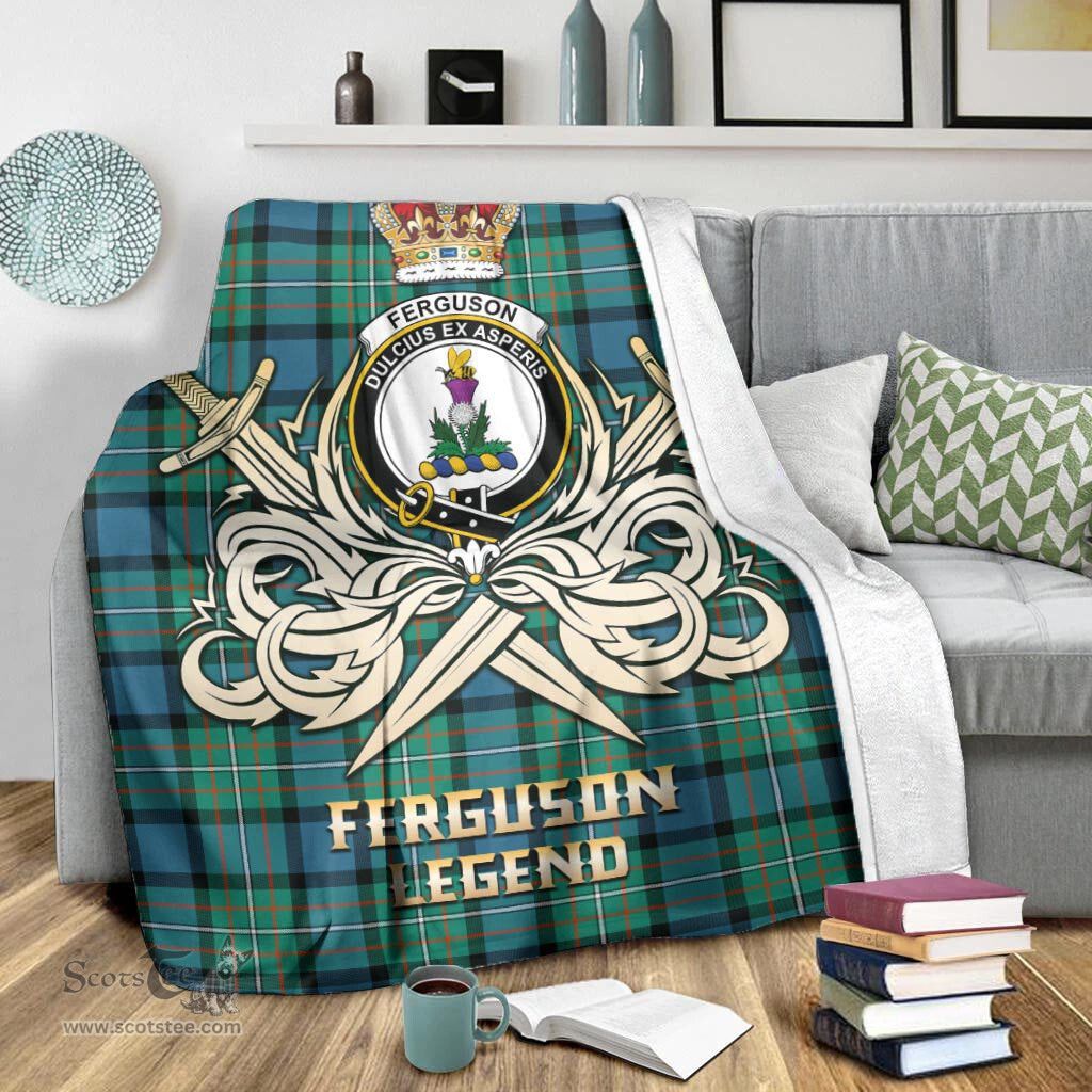 ScotsTee Shop Scottish Ferguson Ancient Clan Crest Tartan Blanket The Golden Sword of Courageous Legacy Blanket