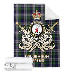 ScotsTee Shop Scottish Colquhoun Dress Clan Crest Tartan Blanket The Golden Sword of Courageous Legacy Blanket