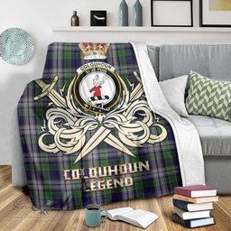 ScotsTee Shop Scottish Colquhoun Dress Clan Crest Tartan Blanket The Golden Sword of Courageous Legacy Blanket