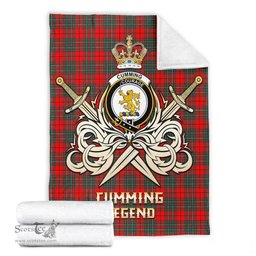 ScotsTee Shop Scottish Cumming Modern Clan Crest Tartan Blanket The Golden Sword of Courageous Legacy Blanket