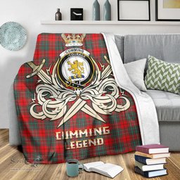 ScotsTee Shop Scottish Cumming Modern Clan Crest Tartan Blanket The Golden Sword of Courageous Legacy Blanket