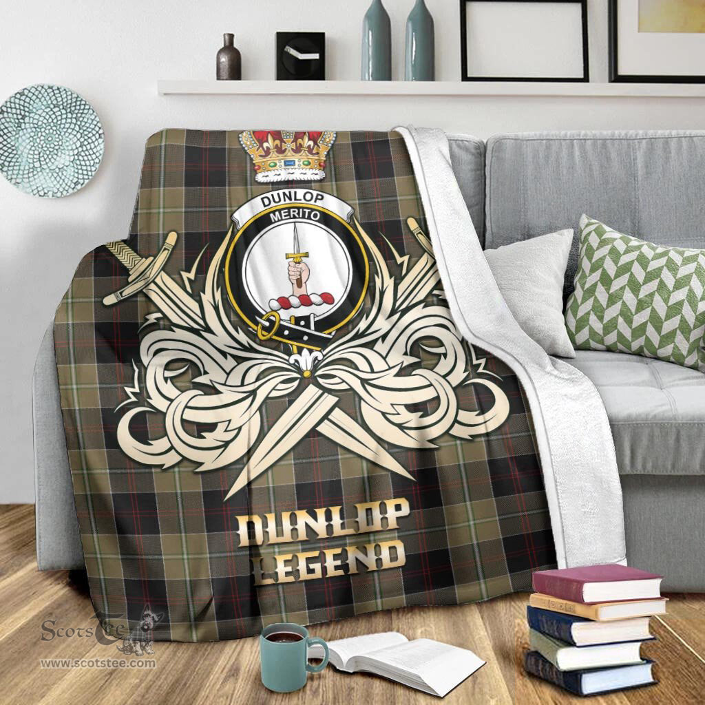 ScotsTee Shop Scottish Dunlop Hunting Clan Crest Tartan Blanket The Golden Sword of Courageous Legacy Blanket
