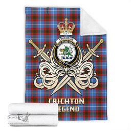 ScotsTee Shop Scottish Crichton Clan Crest Tartan Blanket The Golden Sword of Courageous Legacy Blanket