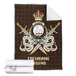 ScotsTee Shop Scottish Cochrane Modern Clan Crest Tartan Blanket The Golden Sword of Courageous Legacy Blanket