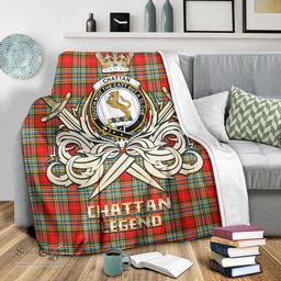 ScotsTee Shop Scottish Chattan Clan Crest Tartan Blanket The Golden Sword of Courageous Legacy Blanket