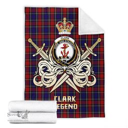 ScotsTee Shop Scottish Clark Red Clan Crest Tartan Blanket The Golden Sword of Courageous Legacy Blanket