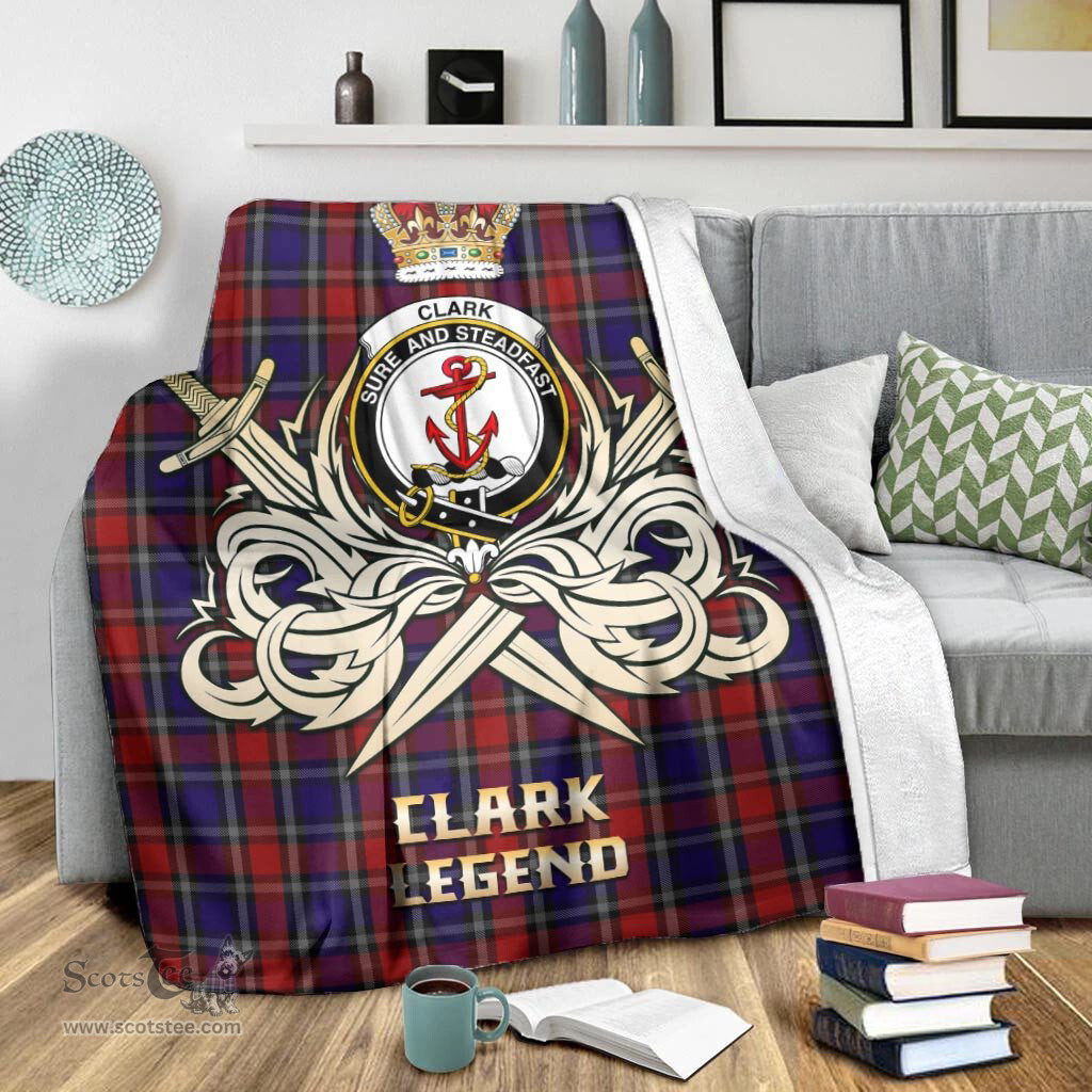 ScotsTee Shop Scottish Clark Red Clan Crest Tartan Blanket The Golden Sword of Courageous Legacy Blanket