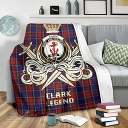 ScotsTee Shop Scottish Clark Red Clan Crest Tartan Blanket The Golden Sword of Courageous Legacy Blanket