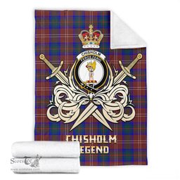 ScotsTee Shop Scottish Chisholm Hunting Modern Clan Crest Tartan Blanket The Golden Sword of Courageous Legacy Blanket