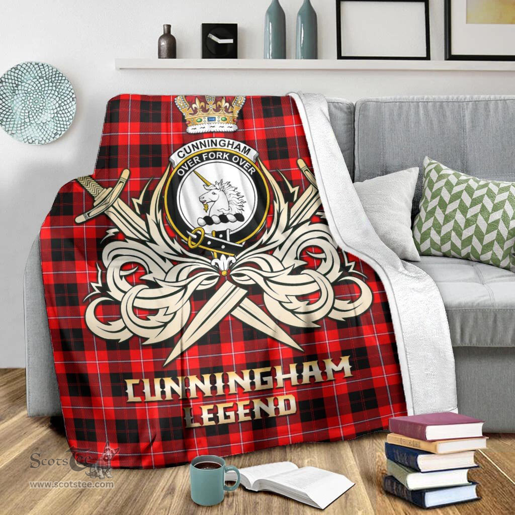 ScotsTee Shop Scottish Cunningham Modern Clan Crest Tartan Blanket The Golden Sword of Courageous Legacy Blanket