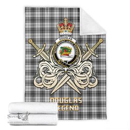 ScotsTee Shop Scottish Douglas Grey Modern Clan Crest Tartan Blanket The Golden Sword of Courageous Legacy Blanket