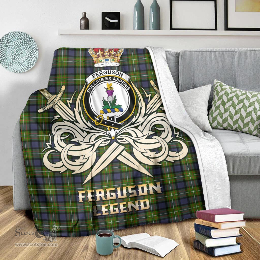ScotsTee Shop Scottish Ferguson Modern Clan Crest Tartan Blanket The Golden Sword of Courageous Legacy Blanket
