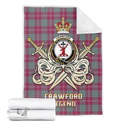ScotsTee Shop Scottish Crawford Ancient Clan Crest Tartan Blanket The Golden Sword of Courageous Legacy Blanket