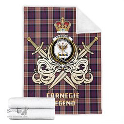 ScotsTee Shop Scottish Carnegie Clan Crest Tartan Blanket The Golden Sword of Courageous Legacy Blanket