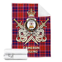 ScotsTee Shop Scottish Cameron of Lochiel Modern Clan Crest Tartan Blanket The Golden Sword of Courageous Legacy Blanket