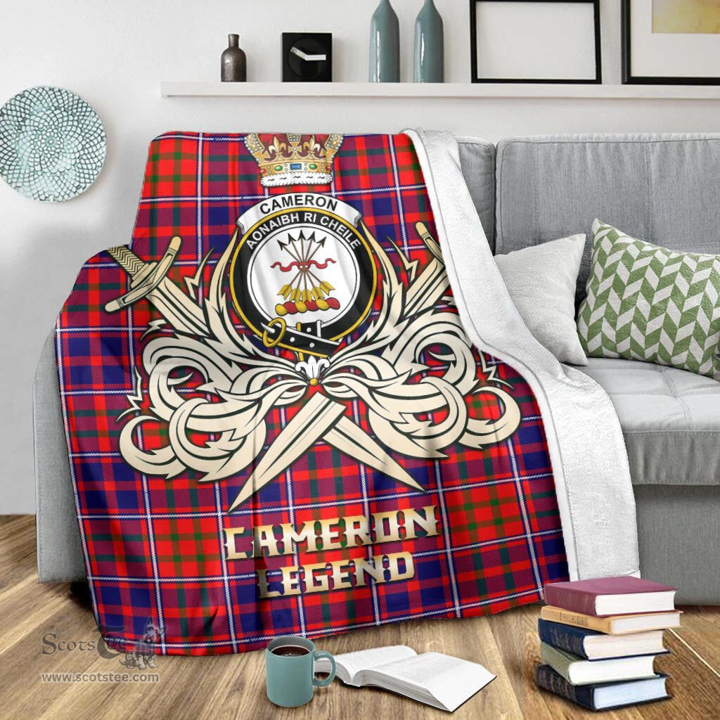 ScotsTee Shop Scottish Cameron of Lochiel Modern Clan Crest Tartan Blanket The Golden Sword of Courageous Legacy Blanket