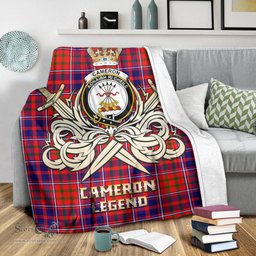 ScotsTee Shop Scottish Cameron of Lochiel Modern Clan Crest Tartan Blanket The Golden Sword of Courageous Legacy Blanket