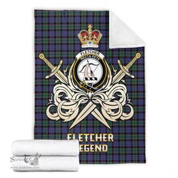 ScotsTee Shop Scottish Fletcher Modern Clan Crest Tartan Blanket The Golden Sword of Courageous Legacy Blanket