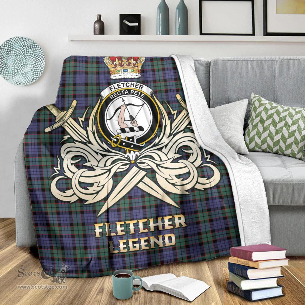 ScotsTee Shop Scottish Fletcher Modern Clan Crest Tartan Blanket The Golden Sword of Courageous Legacy Blanket