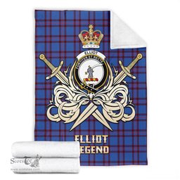 ScotsTee Shop Scottish Elliot Modern Clan Crest Tartan Blanket The Golden Sword of Courageous Legacy Blanket