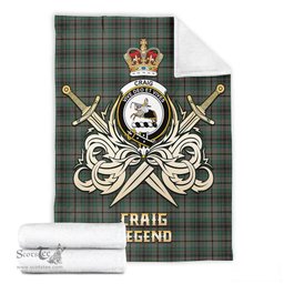 ScotsTee Shop Scottish Craig Clan Crest Tartan Blanket The Golden Sword of Courageous Legacy Blanket