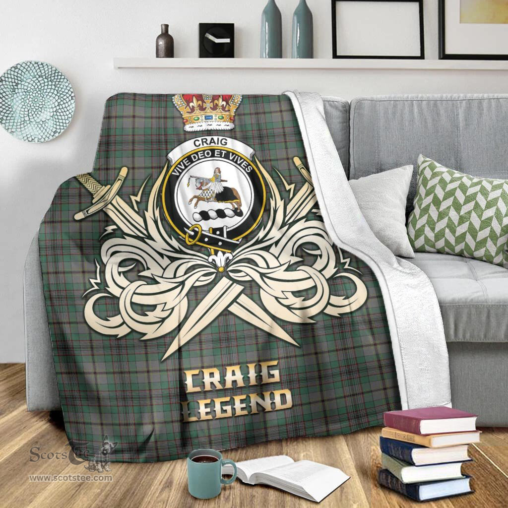 ScotsTee Shop Scottish Craig Clan Crest Tartan Blanket The Golden Sword of Courageous Legacy Blanket