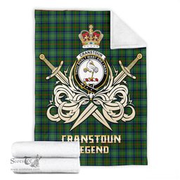 ScotsTee Shop Scottish Cranstoun Clan Crest Tartan Blanket The Golden Sword of Courageous Legacy Blanket