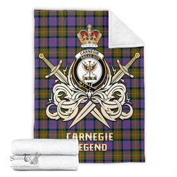ScotsTee Shop Scottish Carnegie Ancient Clan Crest Tartan Blanket The Golden Sword of Courageous Legacy Blanket