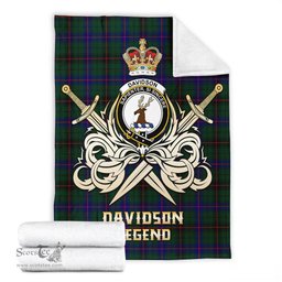 ScotsTee Shop Scottish Davidson Modern Clan Crest Tartan Blanket The Golden Sword of Courageous Legacy Blanket