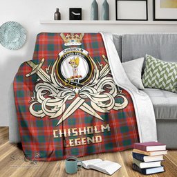 ScotsTee Shop Scottish Chisholm Ancient Clan Crest Tartan Blanket The Golden Sword of Courageous Legacy Blanket