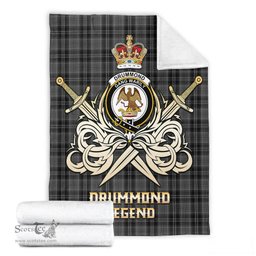 ScotsTee Shop Scottish Drummond Grey Clan Crest Tartan Blanket The Golden Sword of Courageous Legacy Blanket