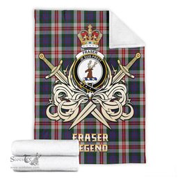 ScotsTee Shop Scottish Fraser Red Dress Clan Crest Tartan Blanket The Golden Sword of Courageous Legacy Blanket