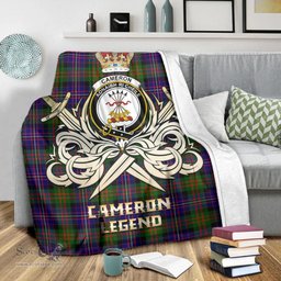 ScotsTee Shop Scottish Cameron of Erracht Modern Clan Crest Tartan Blanket The Golden Sword of Courageous Legacy Blanket