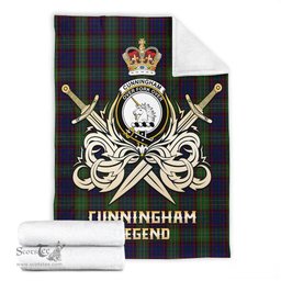 ScotsTee Shop Scottish Cunningham Hunting Clan Crest Tartan Blanket The Golden Sword of Courageous Legacy Blanket