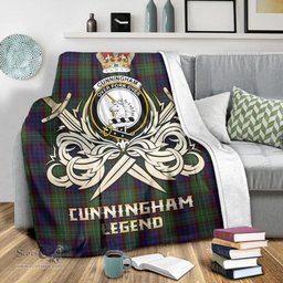 ScotsTee Shop Scottish Cunningham Hunting Clan Crest Tartan Blanket The Golden Sword of Courageous Legacy Blanket