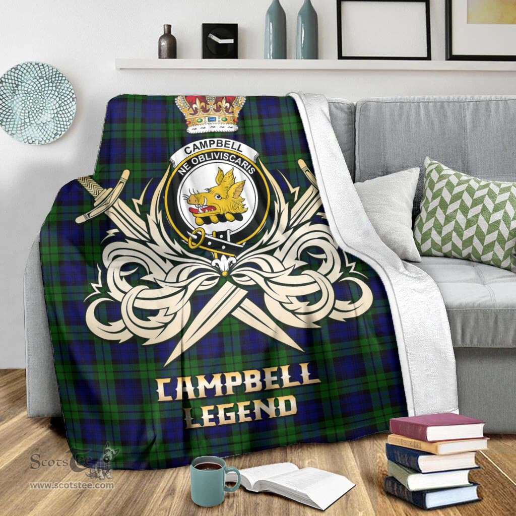 ScotsTee Shop Scottish Campbell Modern Clan Crest Tartan Blanket The Golden Sword of Courageous Legacy Blanket