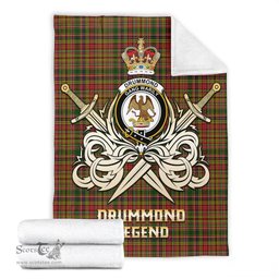 ScotsTee Shop Scottish Drummond of Strathallan Clan Crest Tartan Blanket The Golden Sword of Courageous Legacy Blanket