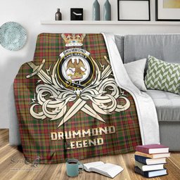 ScotsTee Shop Scottish Drummond of Strathallan Clan Crest Tartan Blanket The Golden Sword of Courageous Legacy Blanket