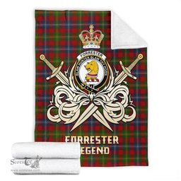 ScotsTee Shop Scottish Forrester Clan Crest Tartan Blanket The Golden Sword of Courageous Legacy Blanket