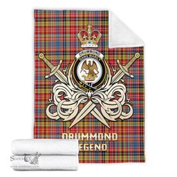 ScotsTee Shop Scottish Drummond of Strathallan Modern Clan Crest Tartan Blanket The Golden Sword of Courageous Legacy Blanket