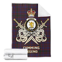 ScotsTee Shop Scottish Cumming Clan Crest Tartan Blanket The Golden Sword of Courageous Legacy Blanket