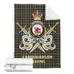 ScotsTee Shop Scottish Farquharson Weathered Clan Crest Tartan Blanket The Golden Sword of Courageous Legacy Blanket