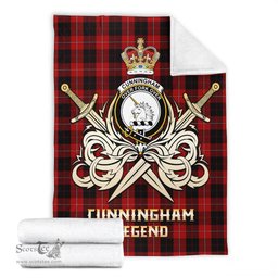 ScotsTee Shop Scottish Cunningham Clan Crest Tartan Blanket The Golden Sword of Courageous Legacy Blanket