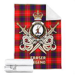 ScotsTee Shop Scottish Fraser Modern Clan Crest Tartan Blanket The Golden Sword of Courageous Legacy Blanket